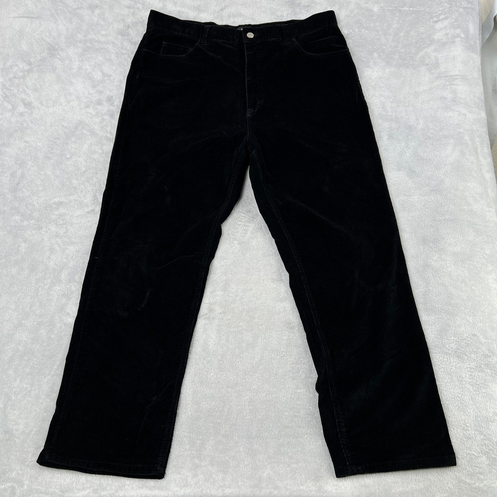 Alfani Stretch Corduroy Straight Pants Size 36x30 Black Mens Classic Casual‎